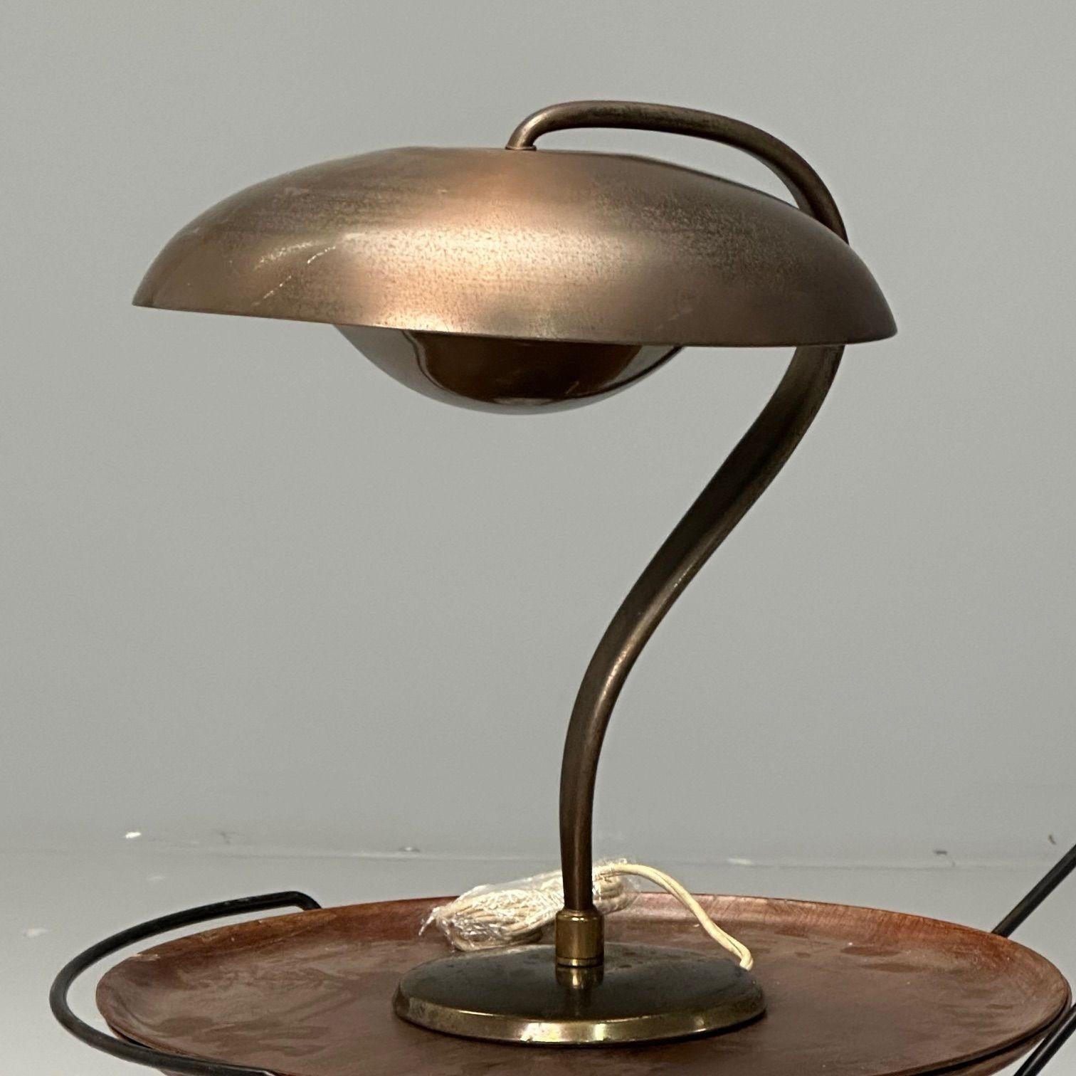 Bauhaus, Mid-Century Modern, Desk Lamp, Gilt Metal, Germany, 1930s 3