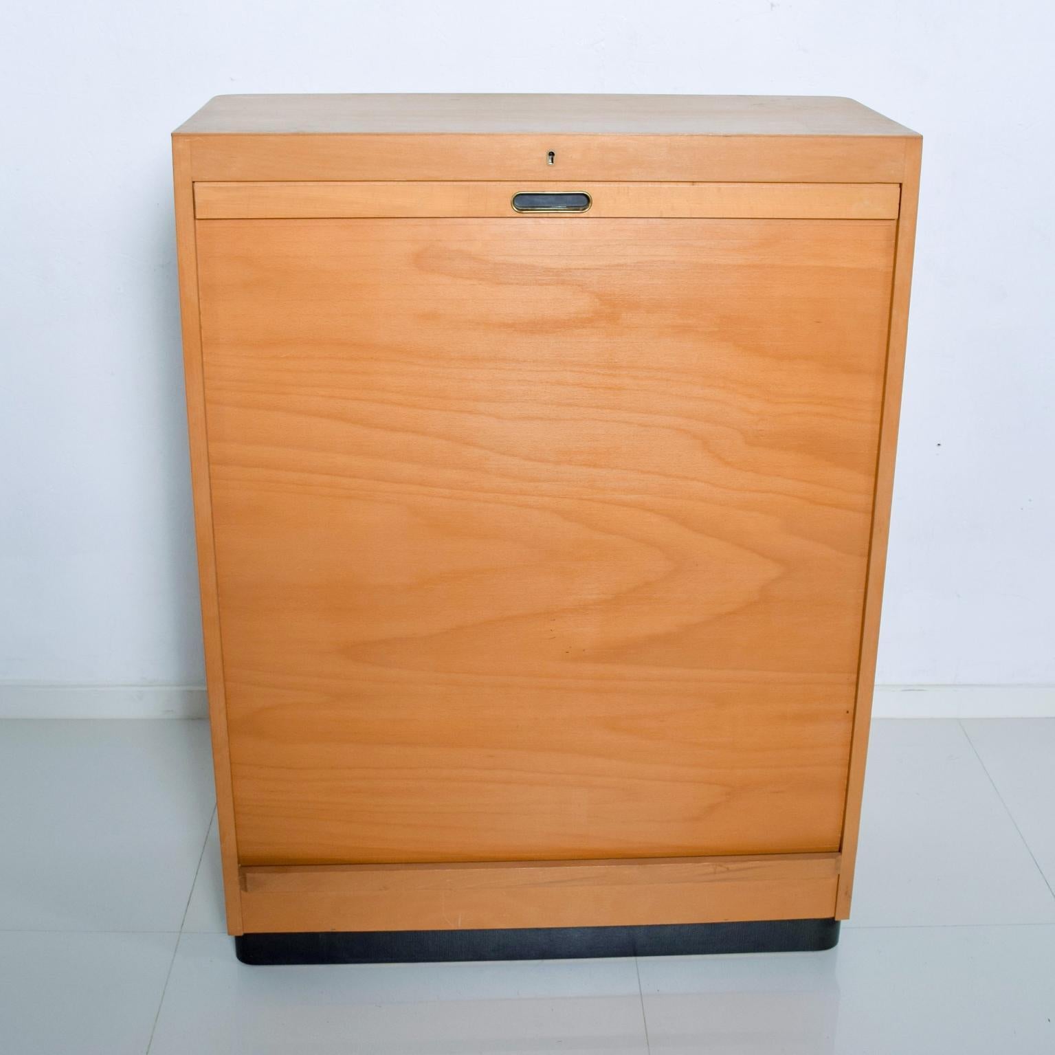 Bauhaus Filing Cabinet Locking Tambour Door by Adolf Maier Germany In Good Condition In Chula Vista, CA