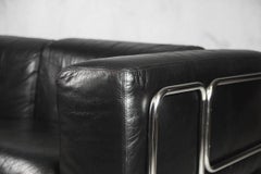 Bauhaus Minimalist Leather Tubular Sofa by Pethrus Lindlöf for Lindlöfs Möbler