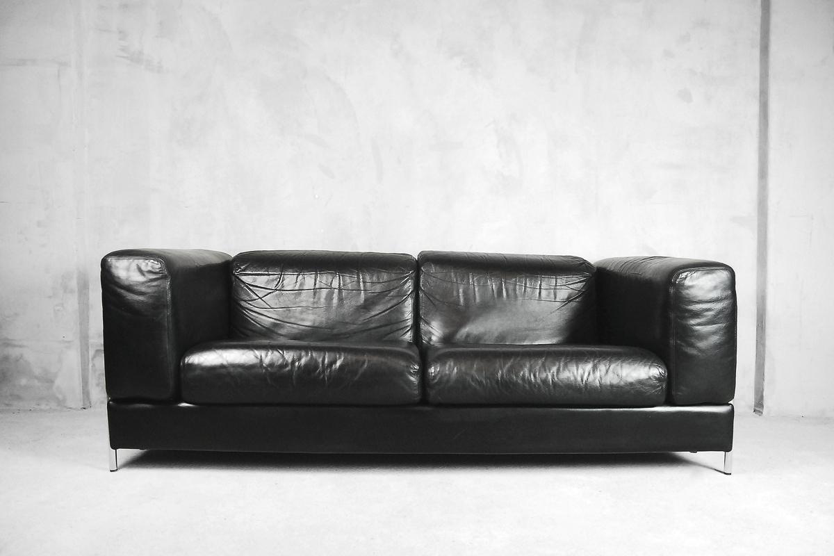 Bauhaus Minimalist Leather Tubular Sofa by Pethrus Lindlöf for Lindlöfs Möbler For Sale 2