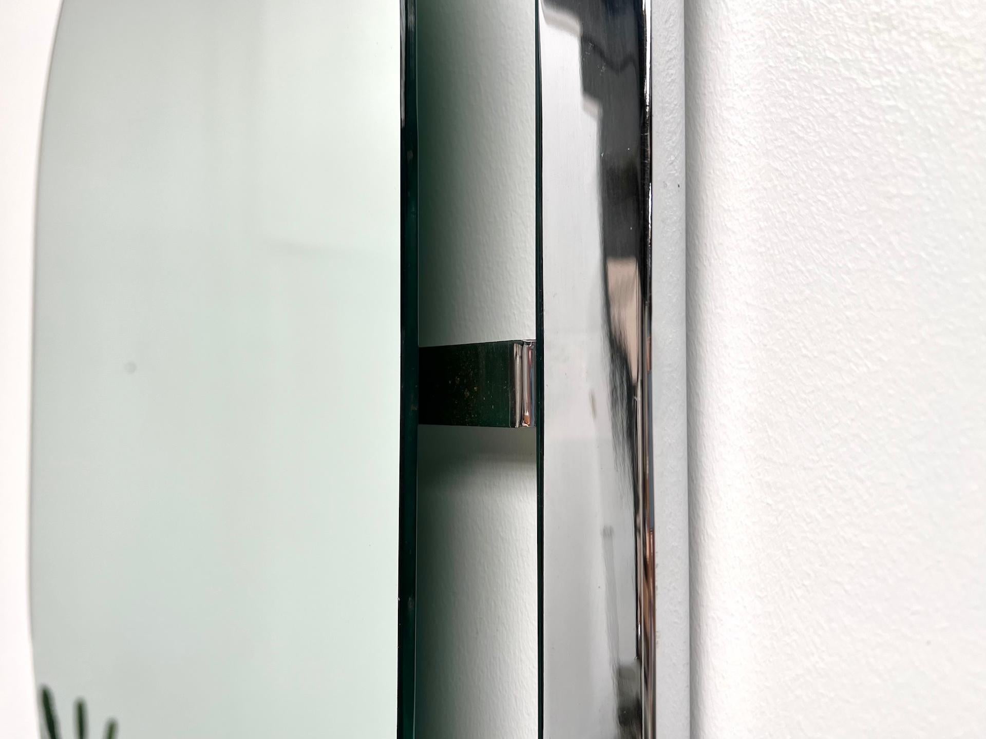 Specchio Bauhaus in acciaio cromato In condizioni buone in vendita a LYON, FR