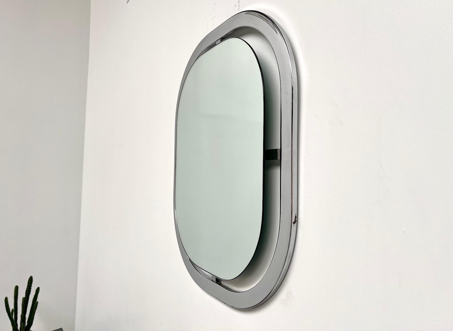 Specchio Bauhaus in acciaio cromato in vendita 1
