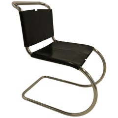 Bauhaus Modern Black Leather Knoll MR10 Dining Chair Mies van der Rohe
