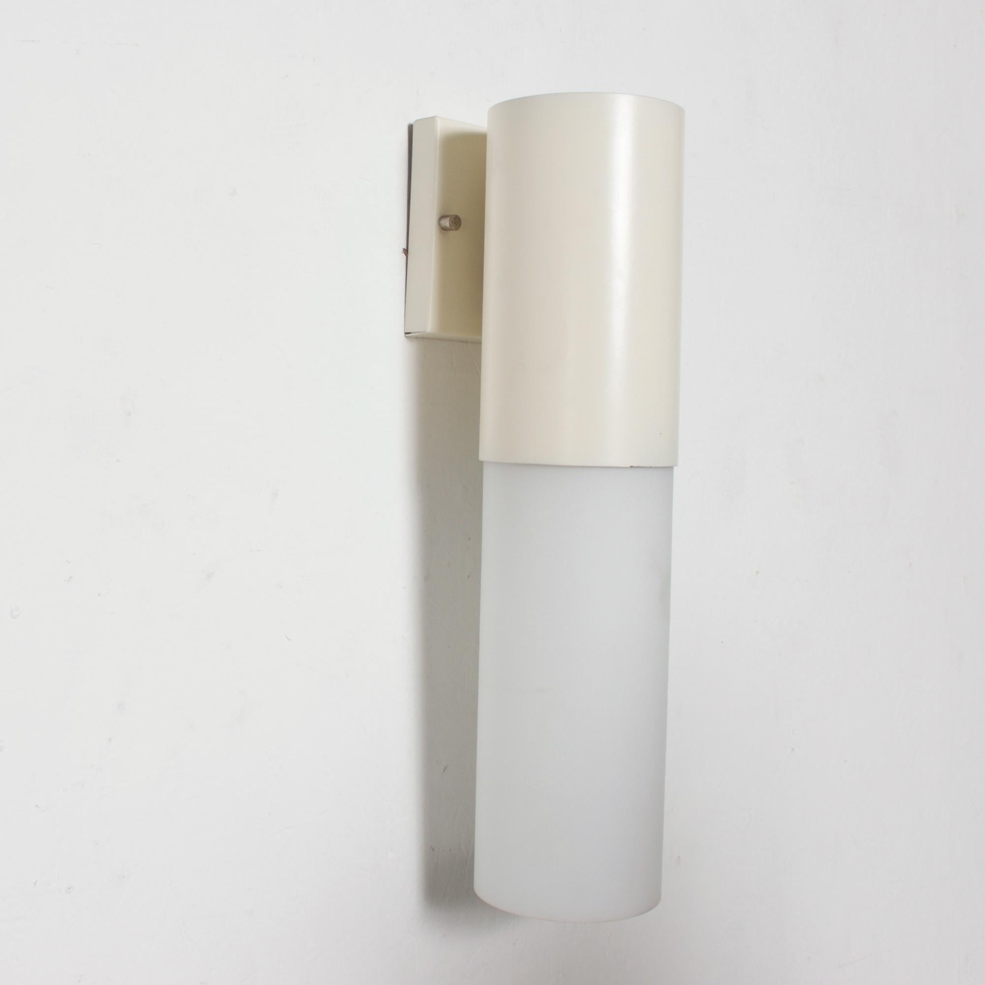 Mid-20th Century Bauhaus Modern Industrial White Cylinder Wall Light Sconce 1960s Germany For Sale