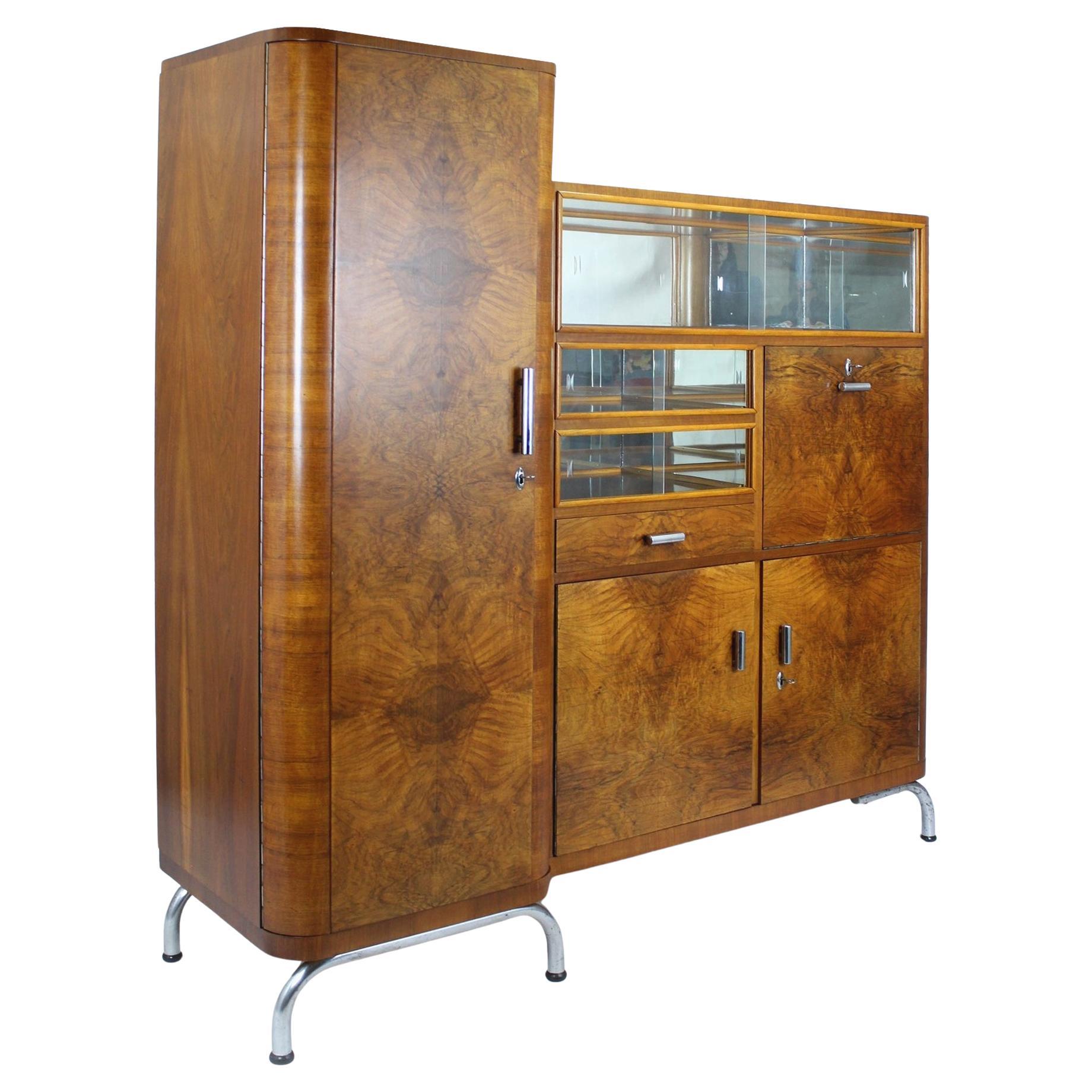 Bauhaus Modernist Office Cabinet / Sideboard, R. Slezák, Czechoslovakia, 1930s For Sale