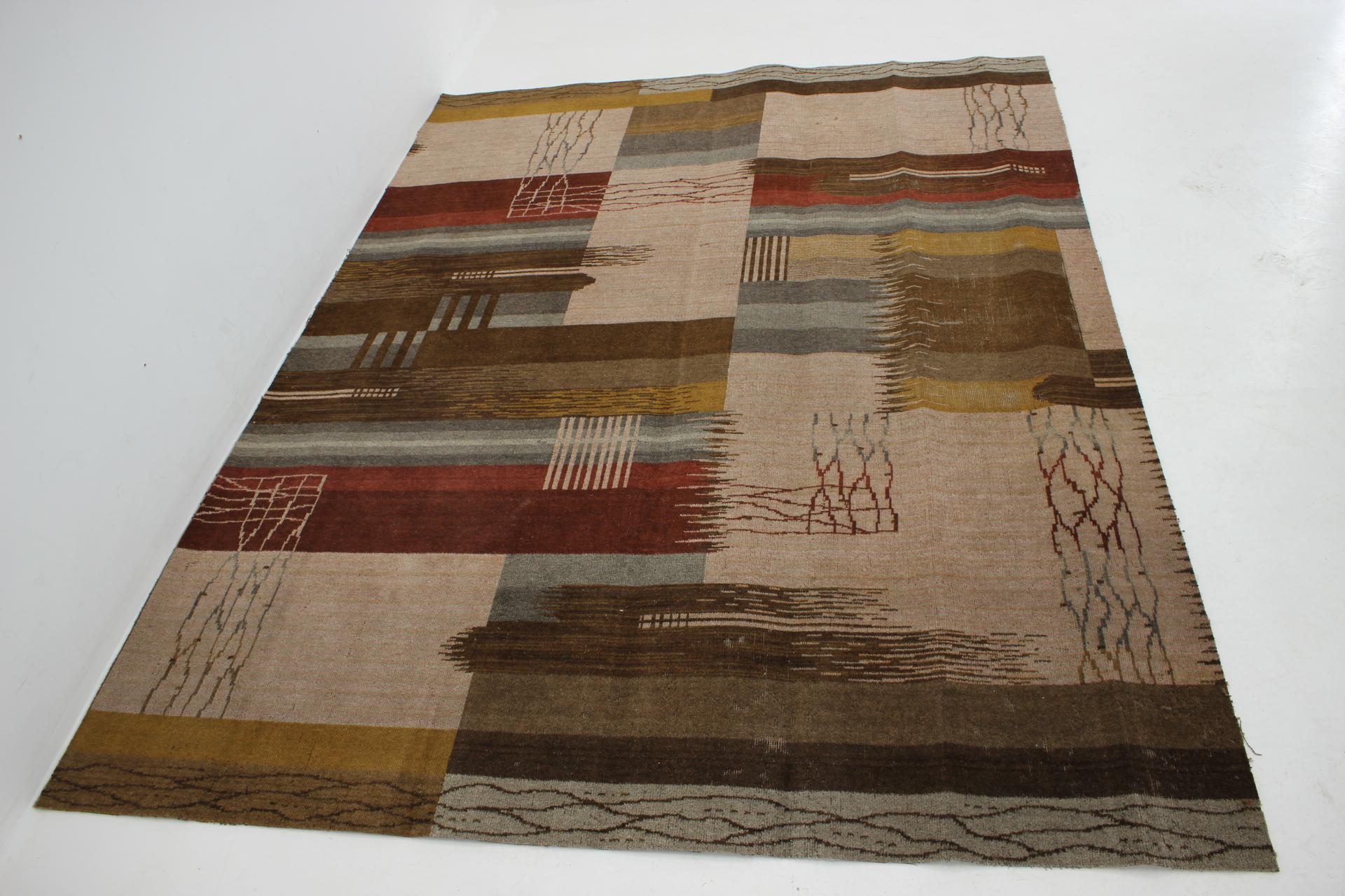 Czech Bauhaus Modernist Rare Geometric Carpet / Rug, 1930s For Sale