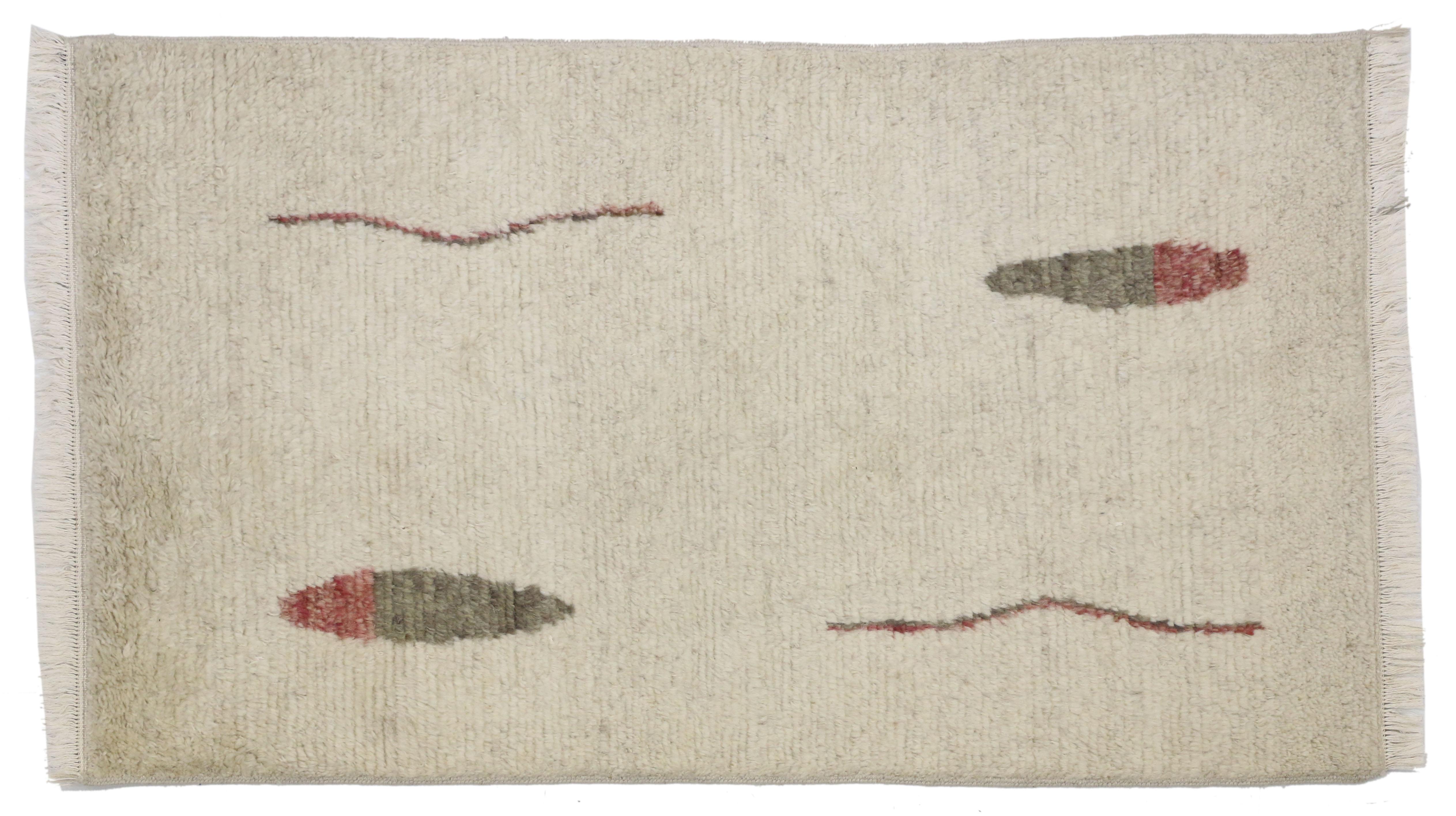 Hand-Knotted Bauhaus Moroccan Style Rug with Alexander Calder Style and Abstract Art Design