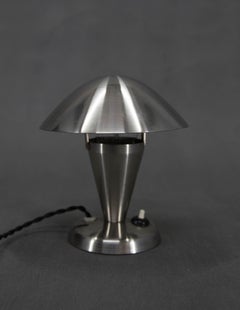 Bauhaus  Nickel "Mushroom" Table Lamp, Czechoslovakia, 1930s