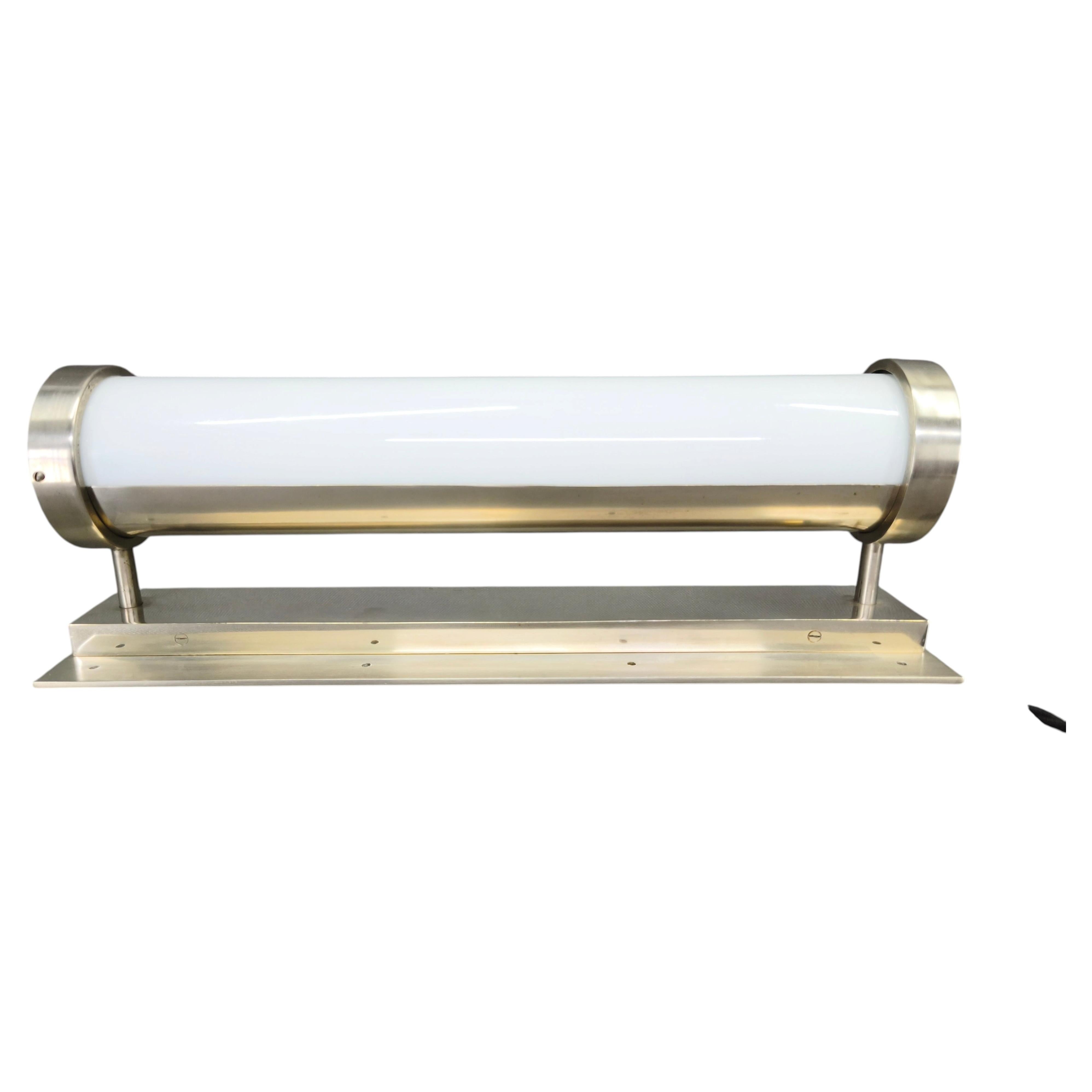 Bauhaus Nickel Wall Light with Glass Tube, 1930s