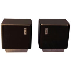Bauhaus Nightstands, Black Lacquer, Germany, circa 1930