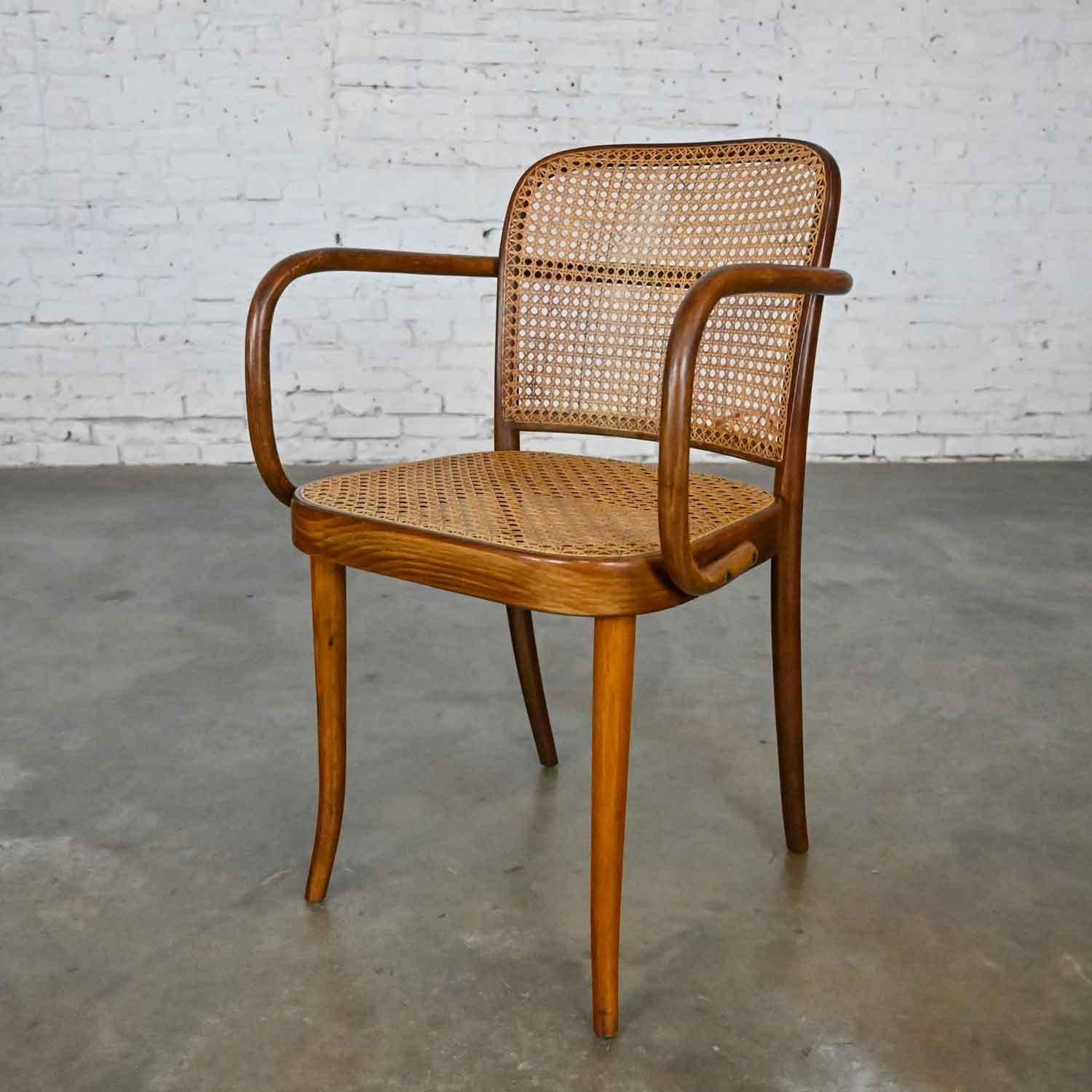 Bauhaus Oak Bentwood & Cane Josef Hoffman Prague 811 Chair for Stendig by Thonet 9