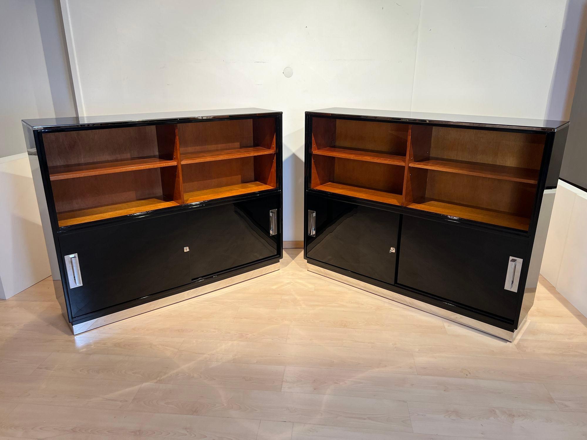Bauhaus Office Cabinet, Black Lacquer, Mahogany, Germany circa 1930 For Sale 7