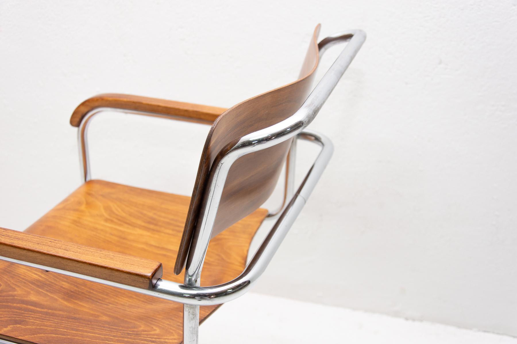 Chrome Bauhaus Office Chair by Robert Slezák for Baťa, 1930s