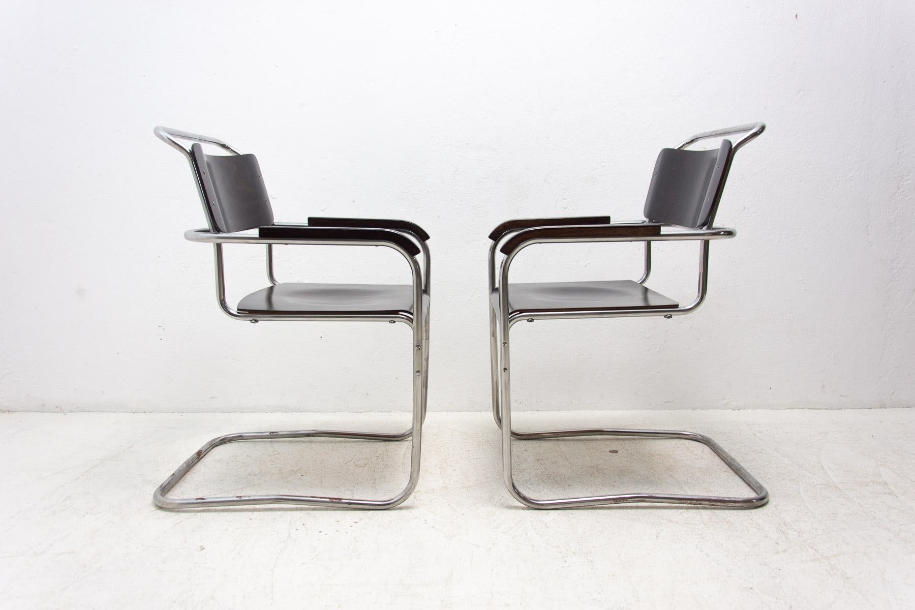 Bauhaus Office Chairs by Robert Slezák for Baťa, 1930´s, Set of 2 3