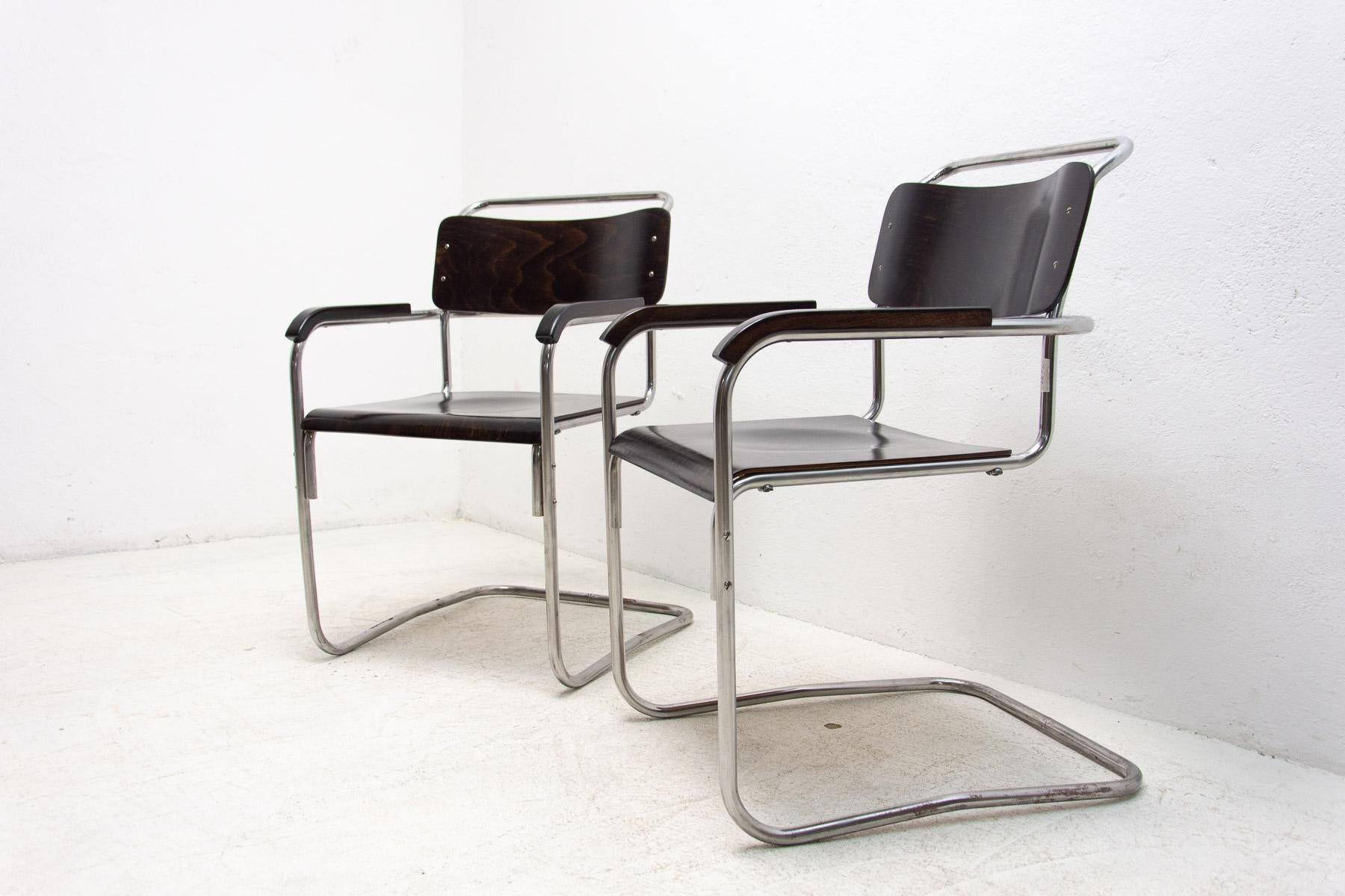 Metal Bauhaus Office Chairs by Robert Slezák for Baťa, 1930´s, Set of 2