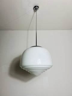 Bauhaus Opal Glass Pendant Lamp, Germany, 1960s