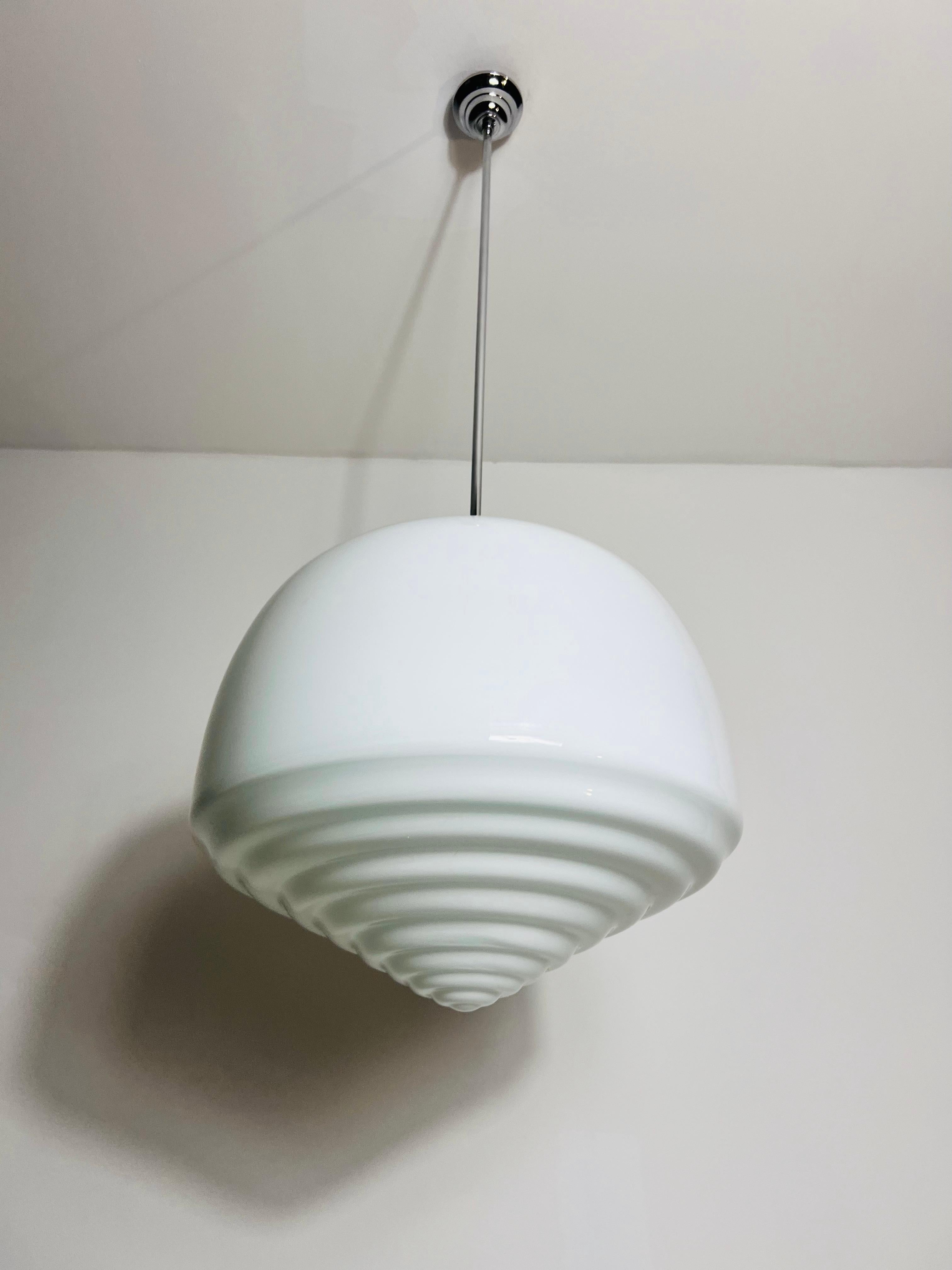 Mid-20th Century Bauhaus Opal Glass Pendant Lamp, Germany, 1960s For Sale