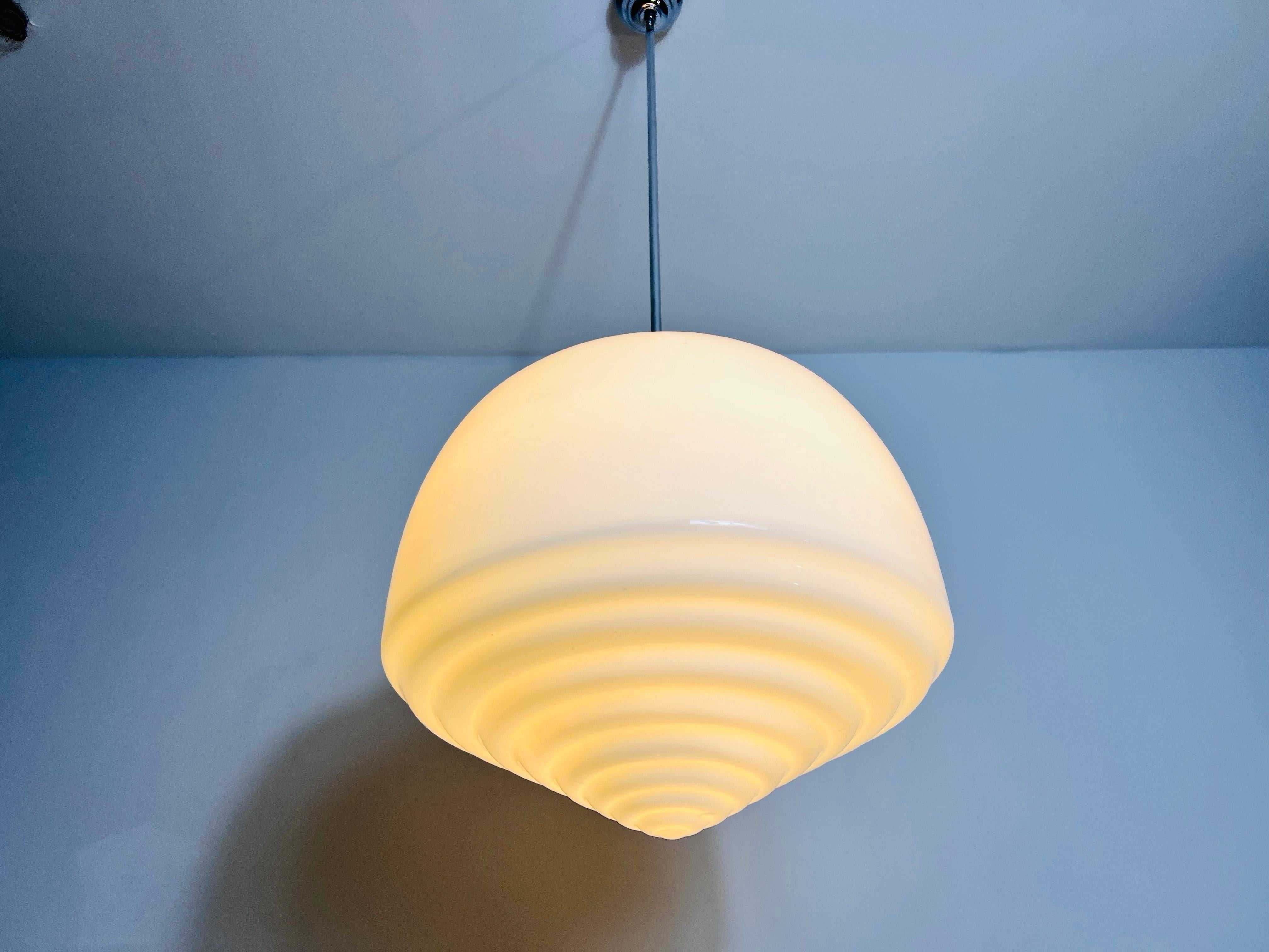 Bauhaus Opal Glass Pendant Lamp, Germany, 1960s For Sale 3