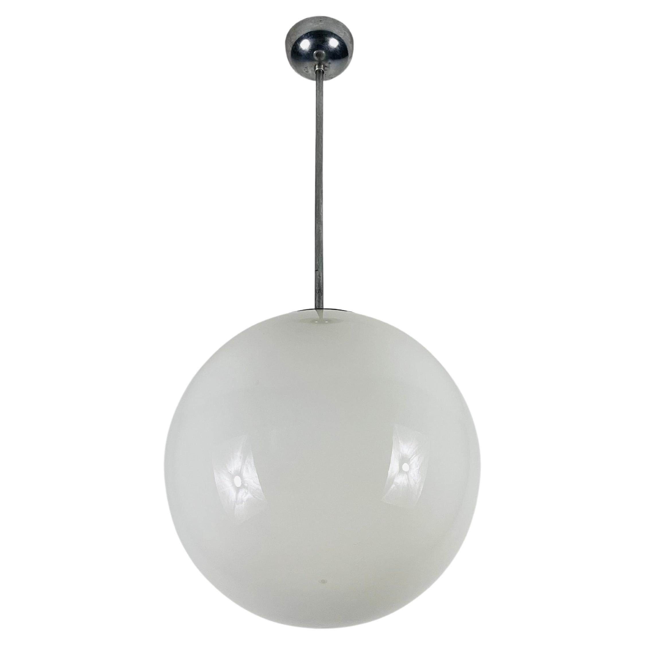 Bauhaus Opal Glass Pendant Lamp, Germany, 1960s