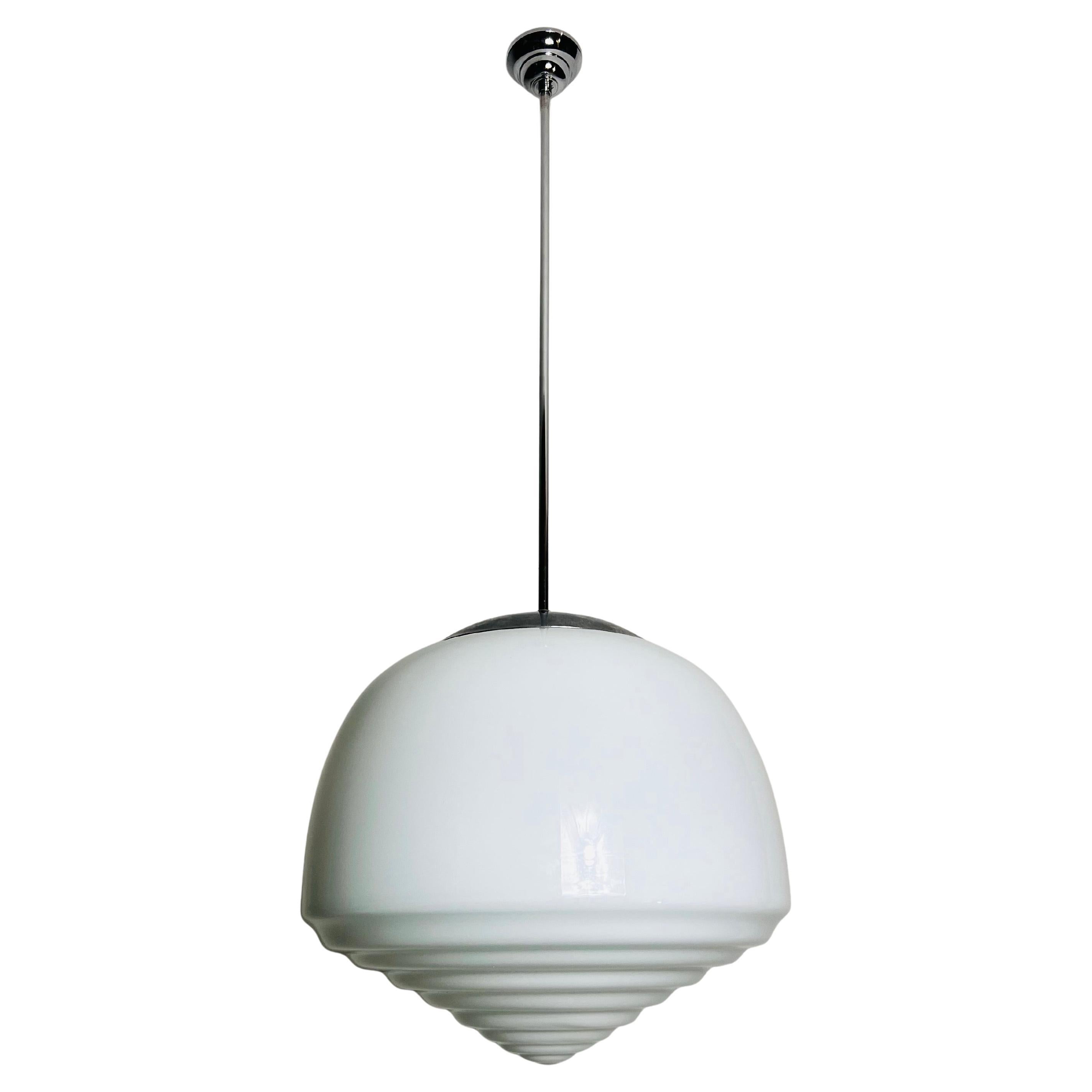 Bauhaus Opal Glass Pendant Lamp, Germany, 1960s For Sale