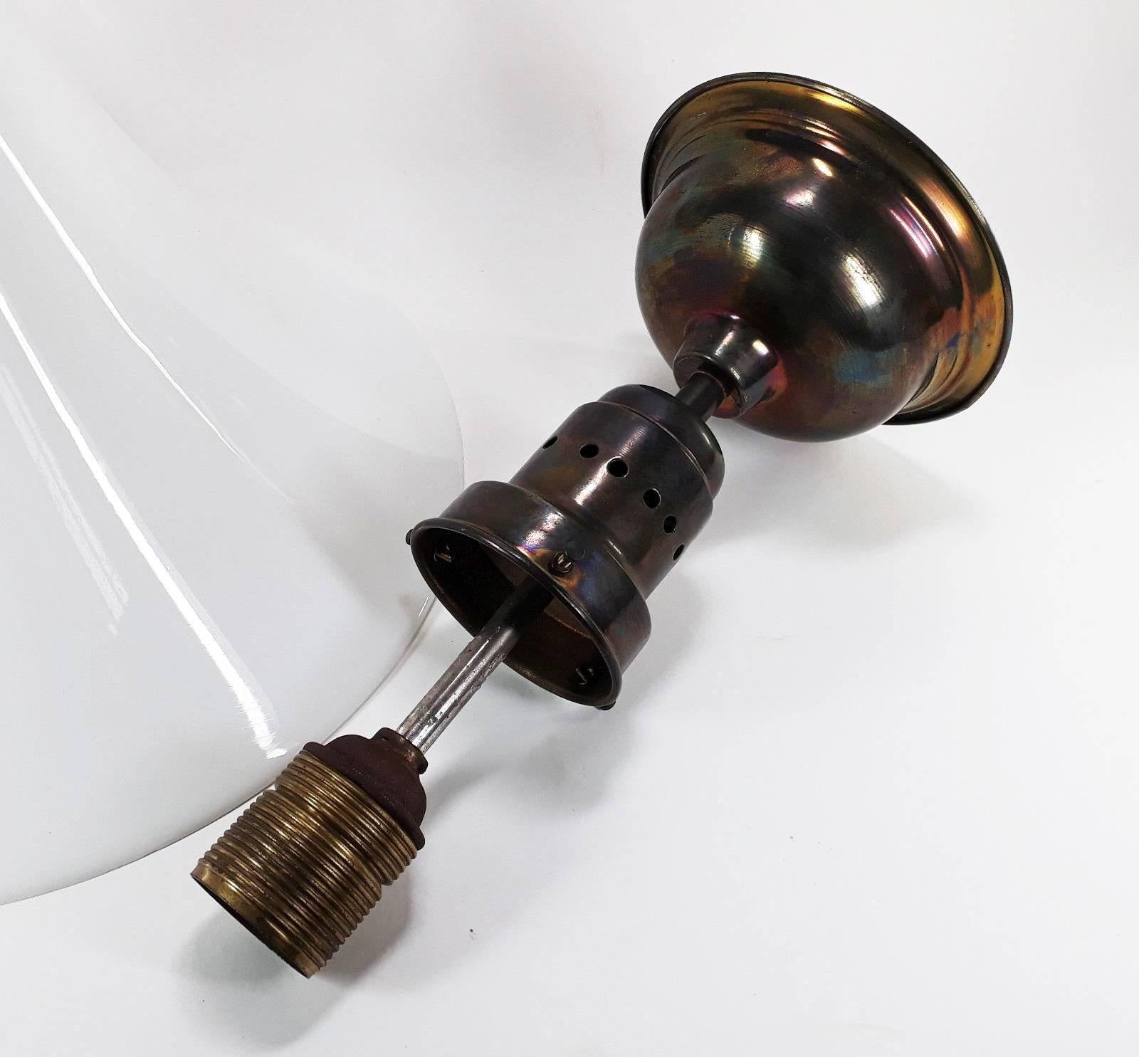 Bauhaus Opaline Glass Pendant Lamp in the Style of Peter Behrens (Opalglas)