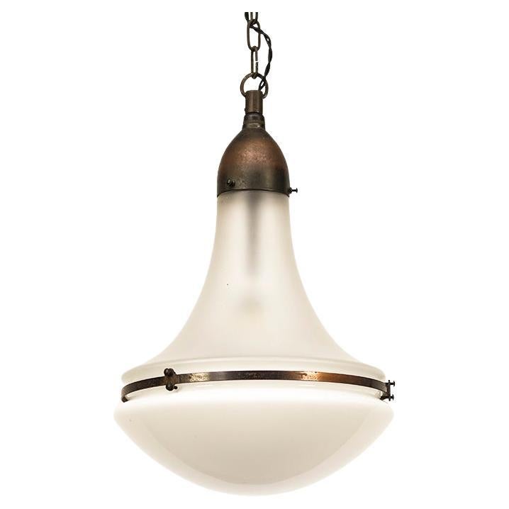 Bauhaus Opaline Hanging Lamp by Peter Behrens