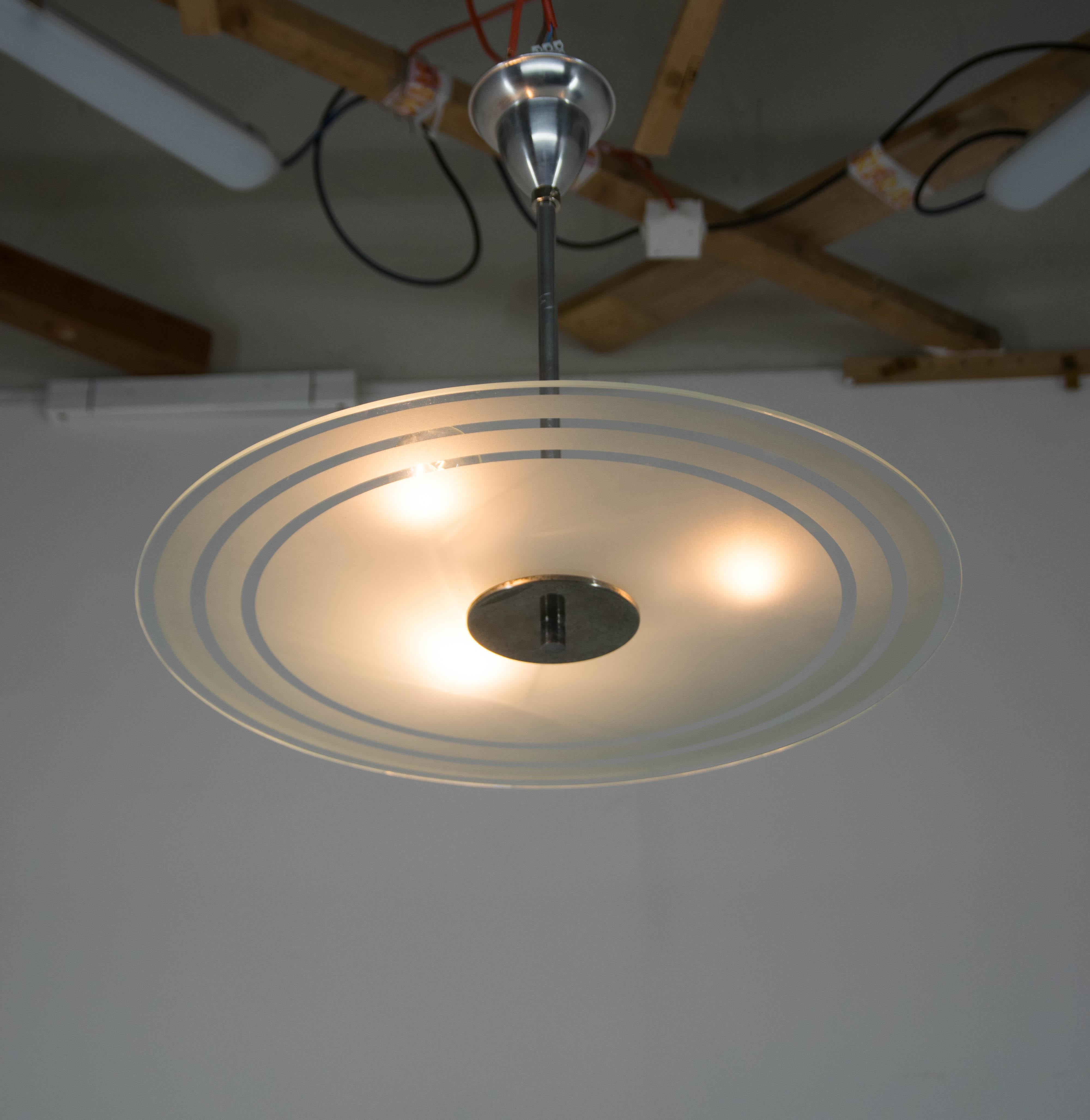Czech Bauhaus or Functionalist Chandelier, 1930s For Sale