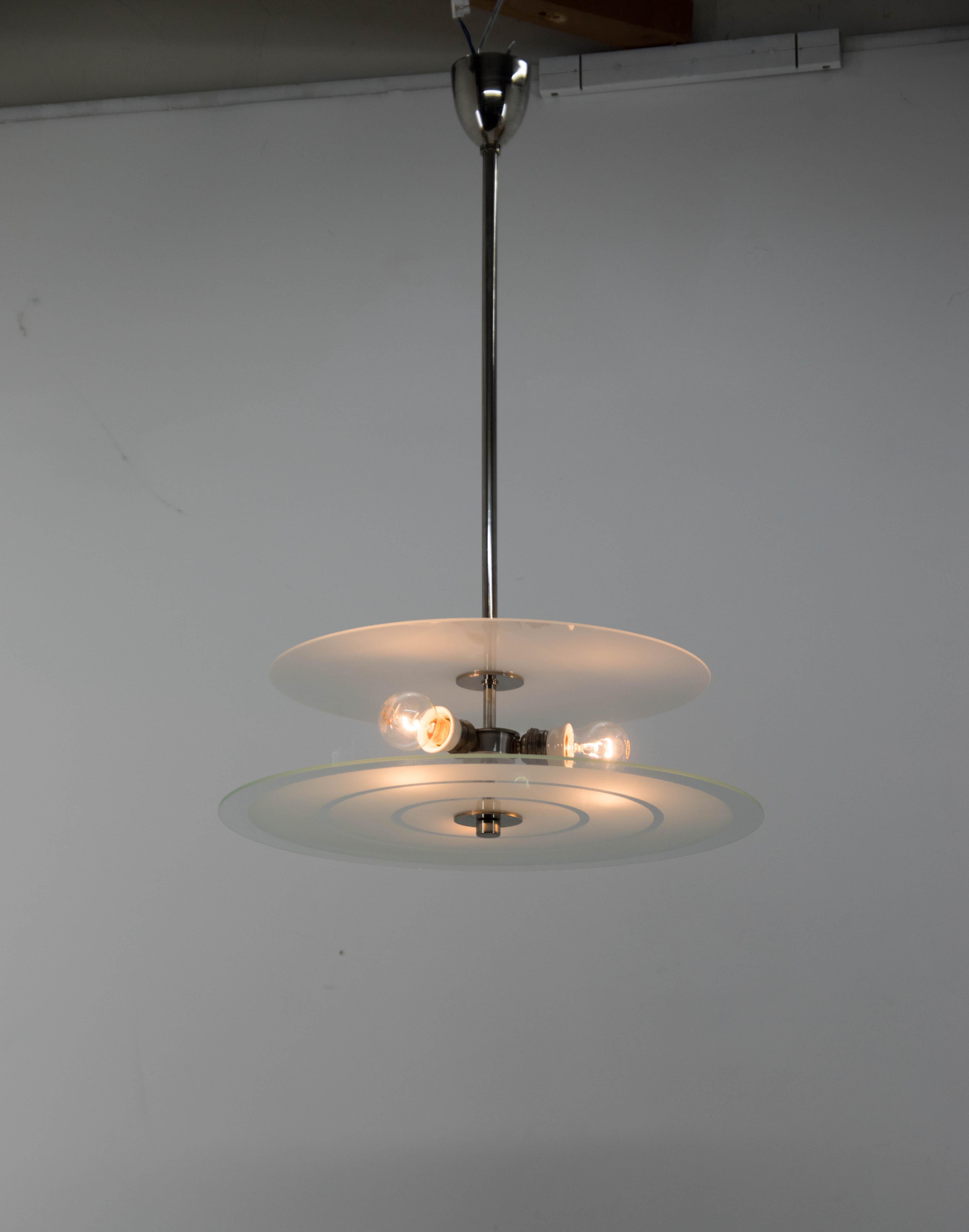 Bauhaus or Functionalist Chandelier, 1930s For Sale 3