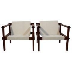 Paire de chaises longues géométriques Duo Bauhaus en toile de hêtre, Allemagne, années 1920