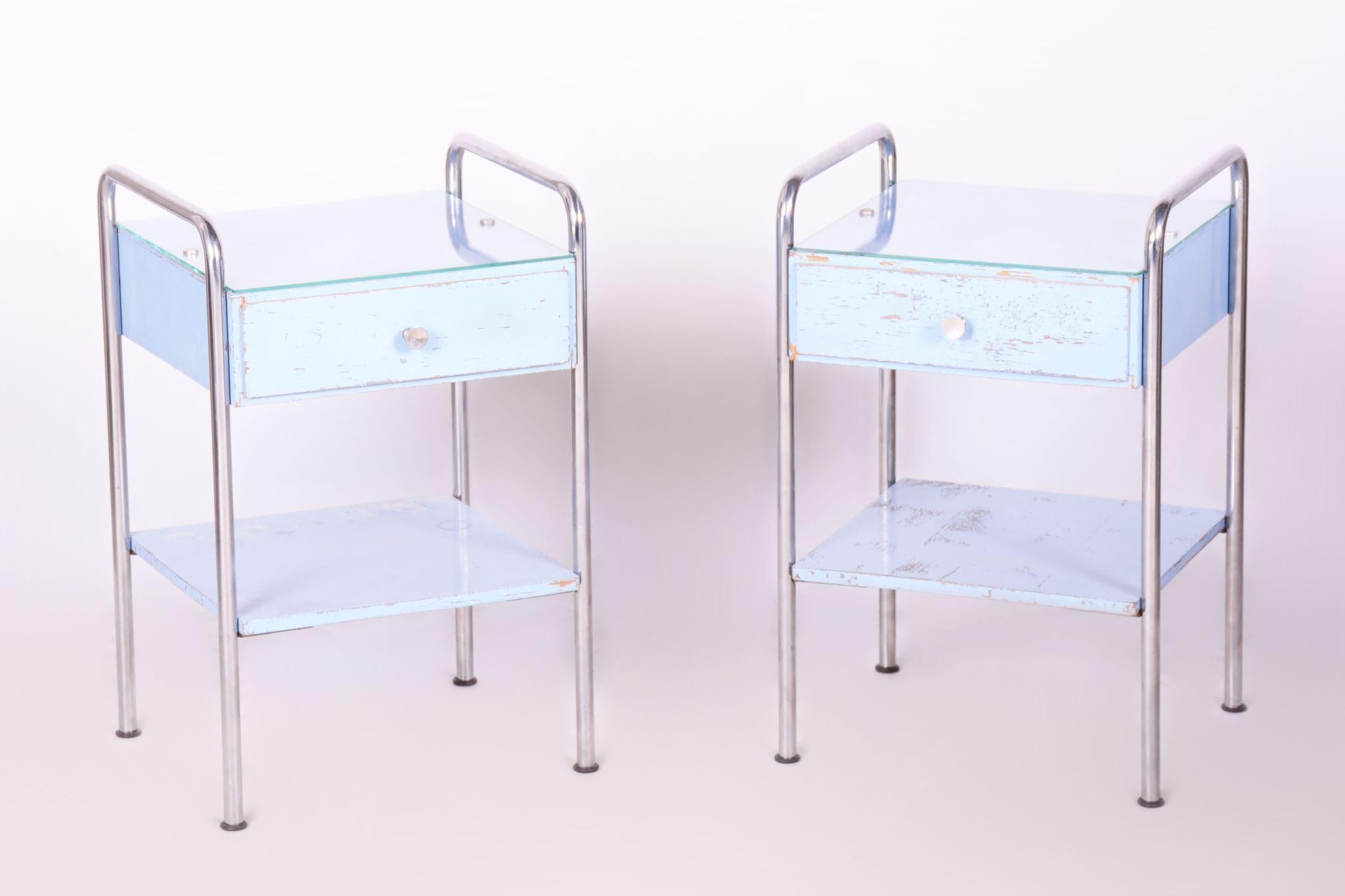 Paire de tables de chevet Bauhaus, Mücke Melder, contreplaqué, Tchécoslovaquie, années 1930 en vente 5