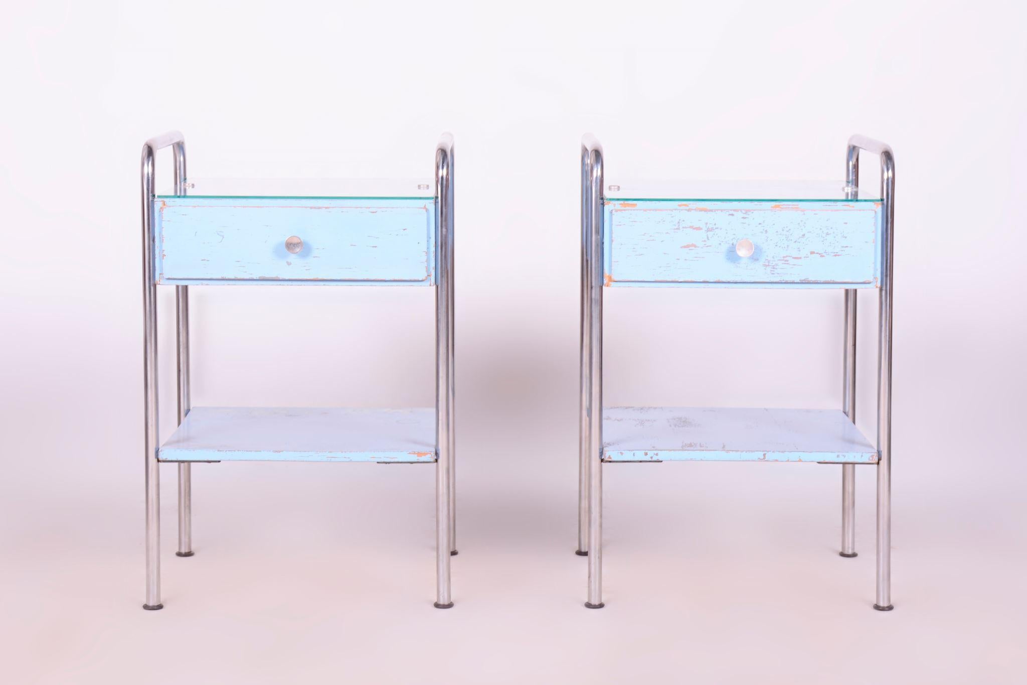 Paire de tables de chevet Bauhaus, Mücke Melder, contreplaqué, Tchécoslovaquie, années 1930 en vente 2