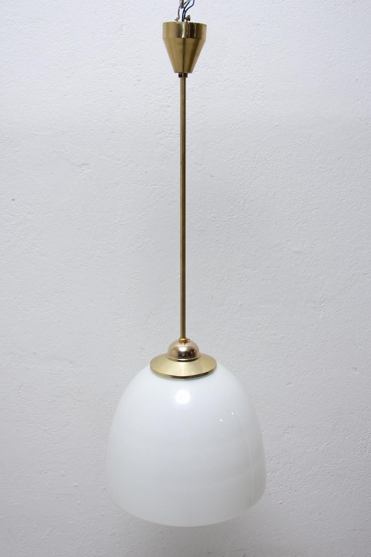 Brass Bauhaus Pendant Lamp, 1930's, Czechoslovakia For Sale