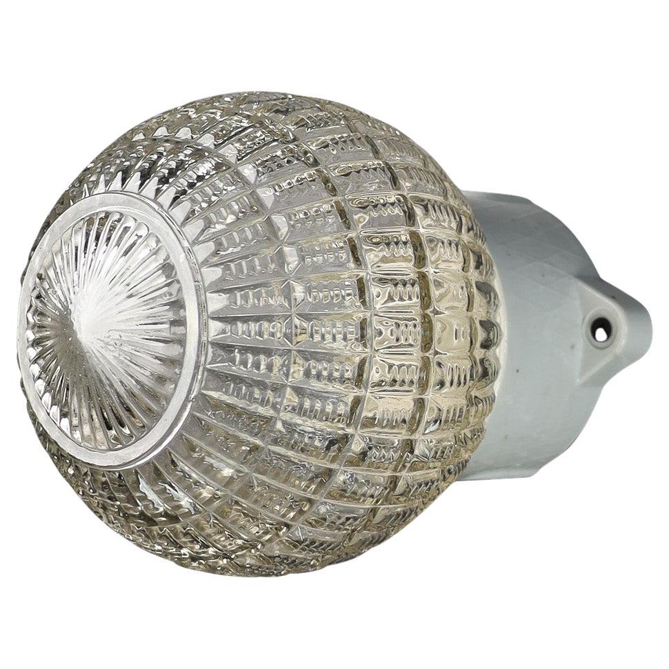 Bauhaus Porcelain Base and Glass Globe Wall/Ceiling Light, Germany, 1930s