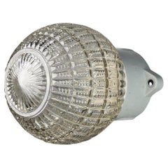 Bauhaus Porcelain Base and Glass Globe Wall/Ceiling Light, Germany, 1930s