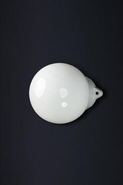 Bauhaus Porcelain Base and Opaline Glass Wall/Ceiling Light, Germany, 1930s