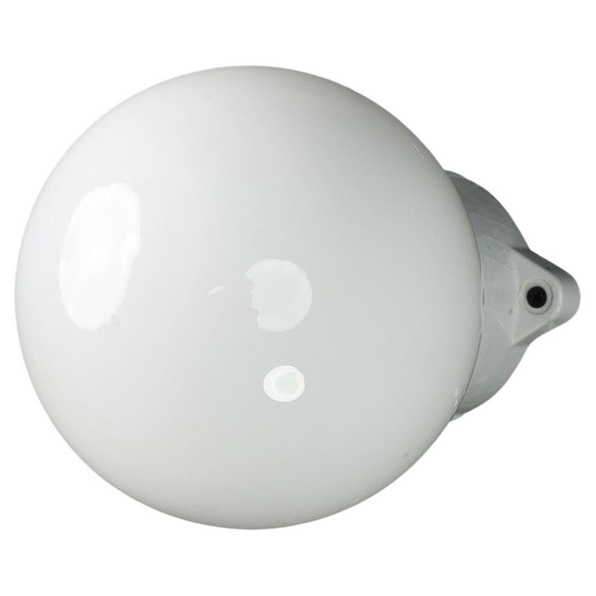 Bauhaus Porcelain Base and Opaline Glass Wall/Ceiling Light, Germany, 1930s