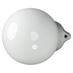 Bauhaus Porcelain Base and Opaline Glass Wall/Ceiling Light, Germany, 1930s