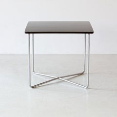 Bauhaus Rectangular Tubular Steel Table, Chromed Metal, Lacquered Wood, C. 1935