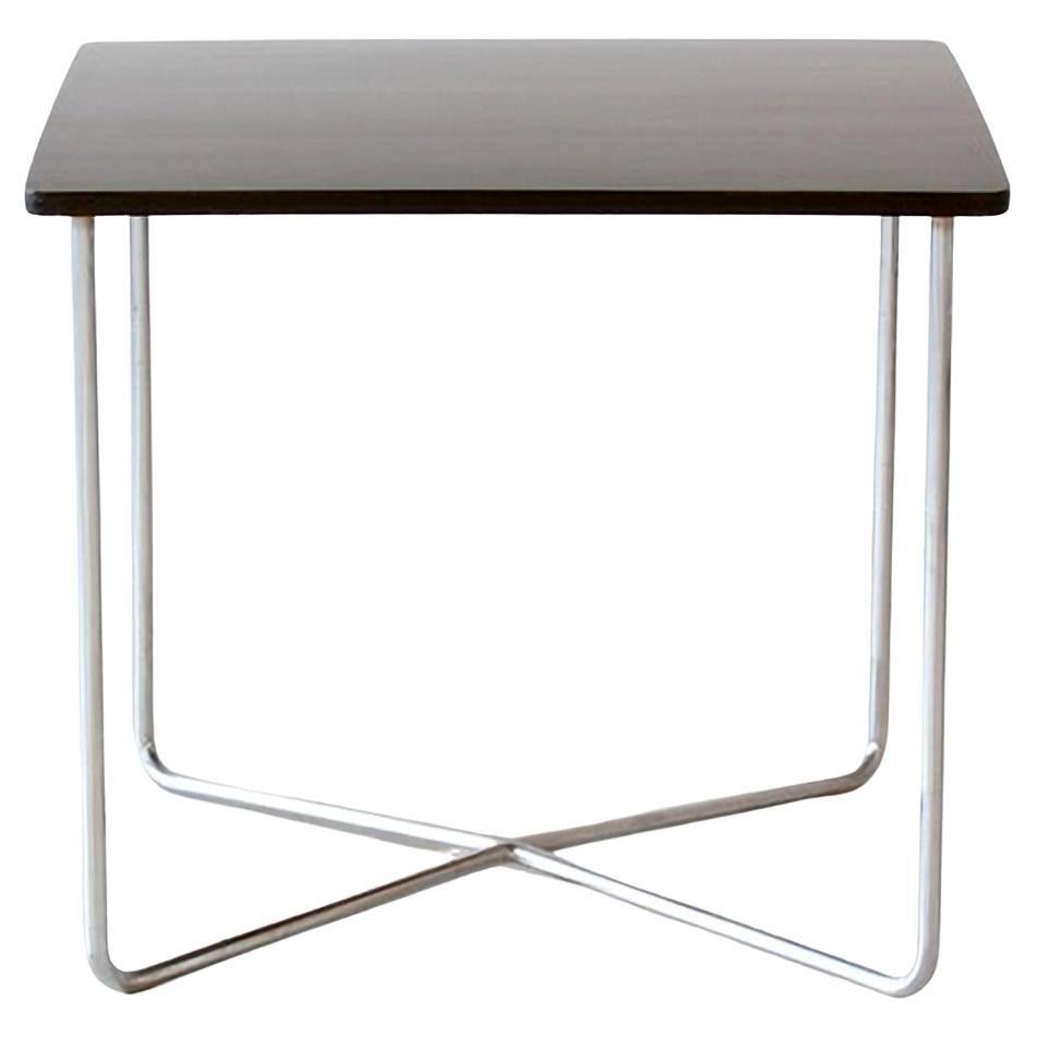 Bauhaus Rectangular Tubular Steel Table, Chromed Metal, Lacquered Wood, C. 1935 For Sale