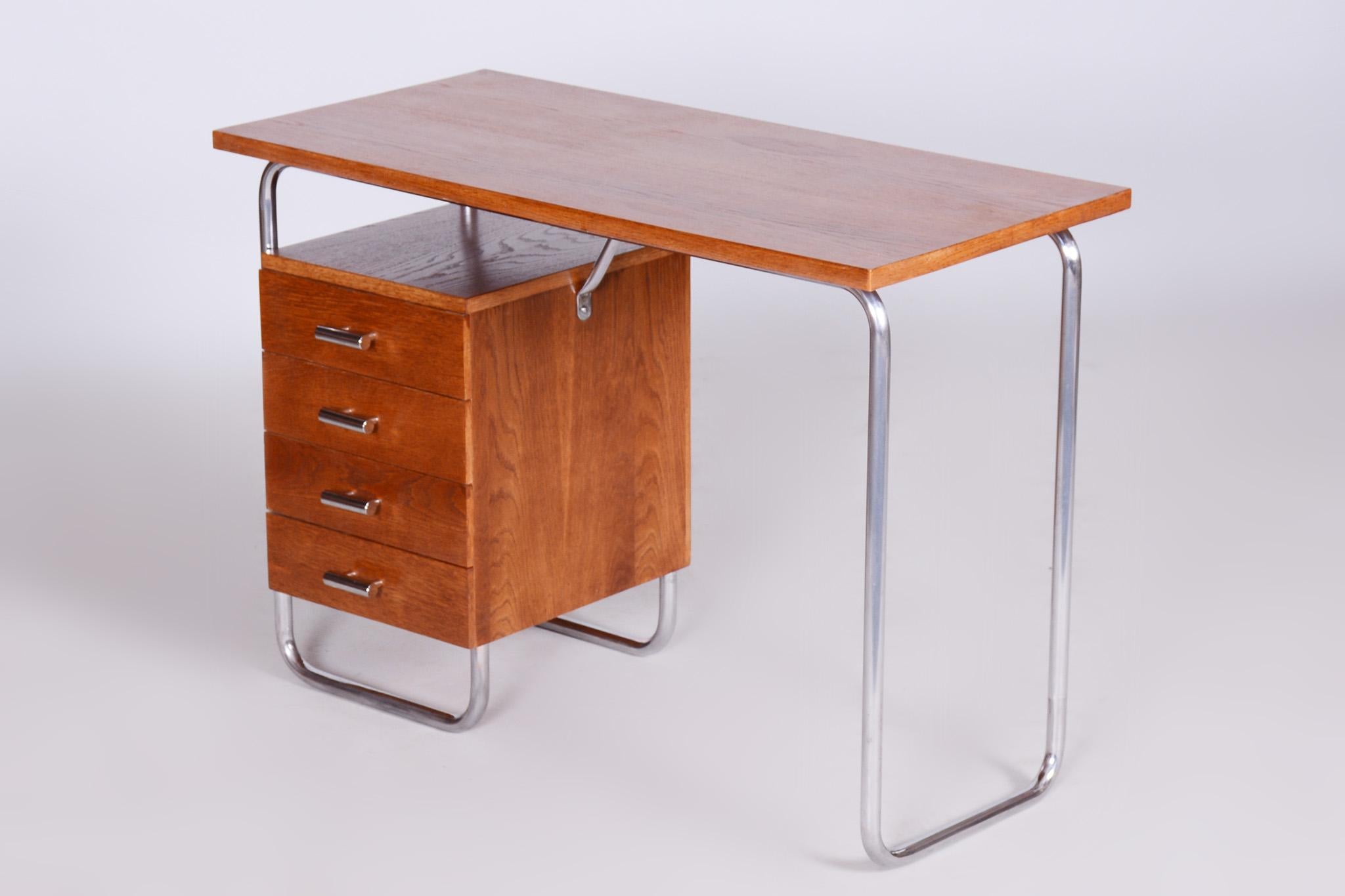 Bauhaus Restored Oak Writing Desk Made in 1930s by Robert Slezak, Czechia 6
