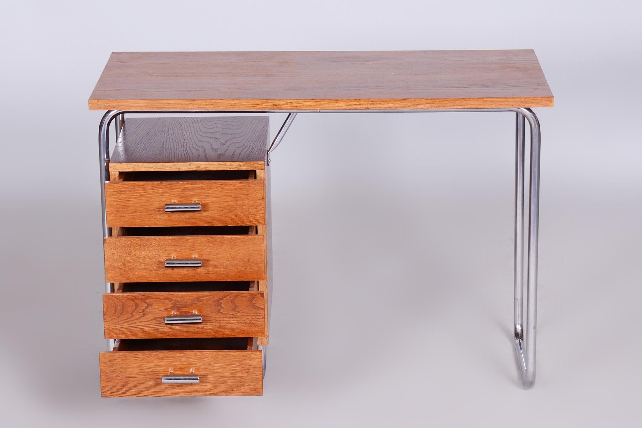 Bauhaus Restored Oak Writing Desk Made in 1930s by Robert Slezak