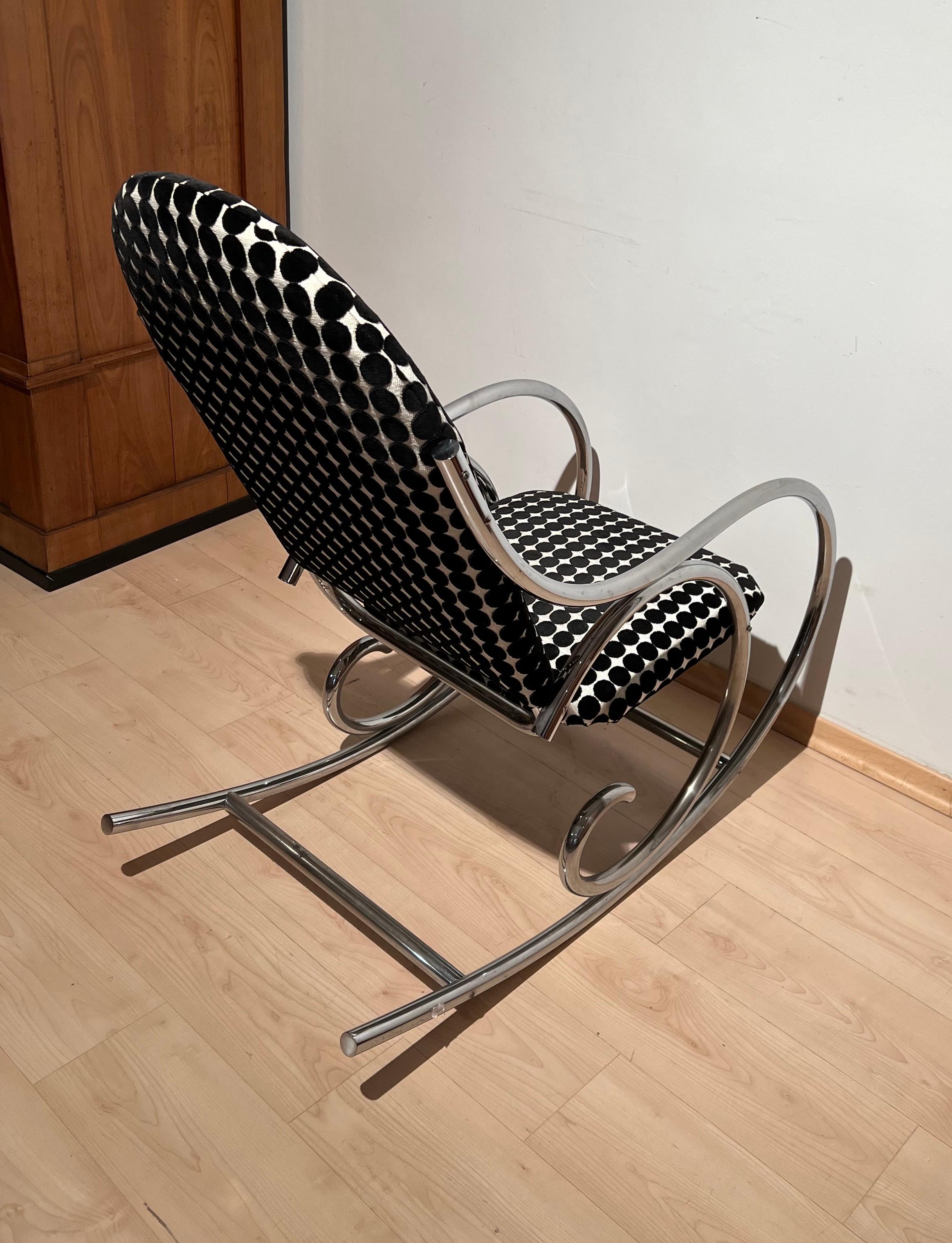 Bauhaus Rocking Chair, Chrome-Plated Steeltubes, Fabric, Germany, circa 1930 5