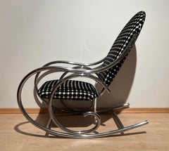 Chaise à bascule Bauhaus, tubes d'acier chromés, tissu, Allemagne, vers 1930