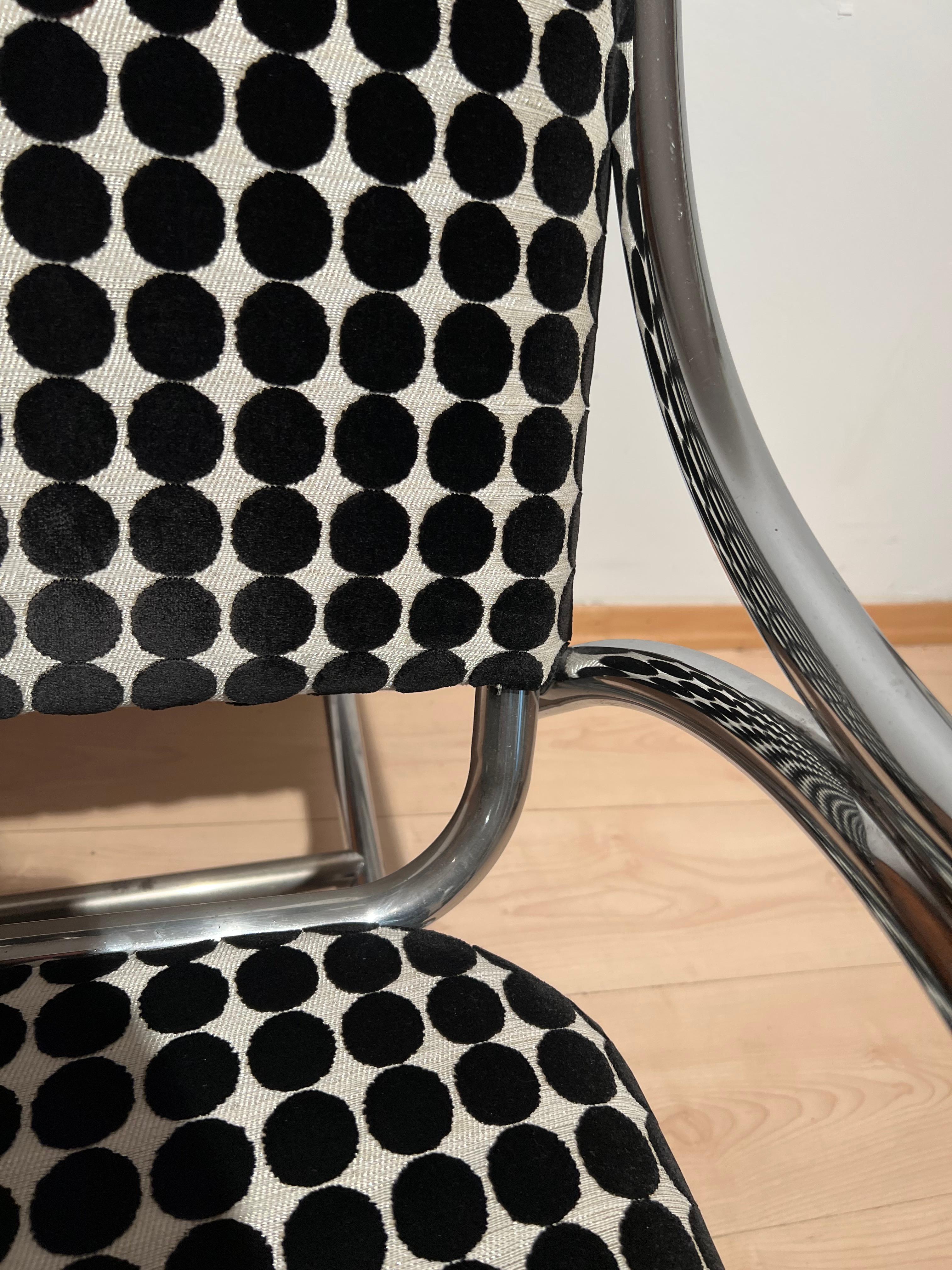 Bauhaus Rocking Chair, Chrome-Plated Steeltubes, Fabric, Germany, circa 1930 3