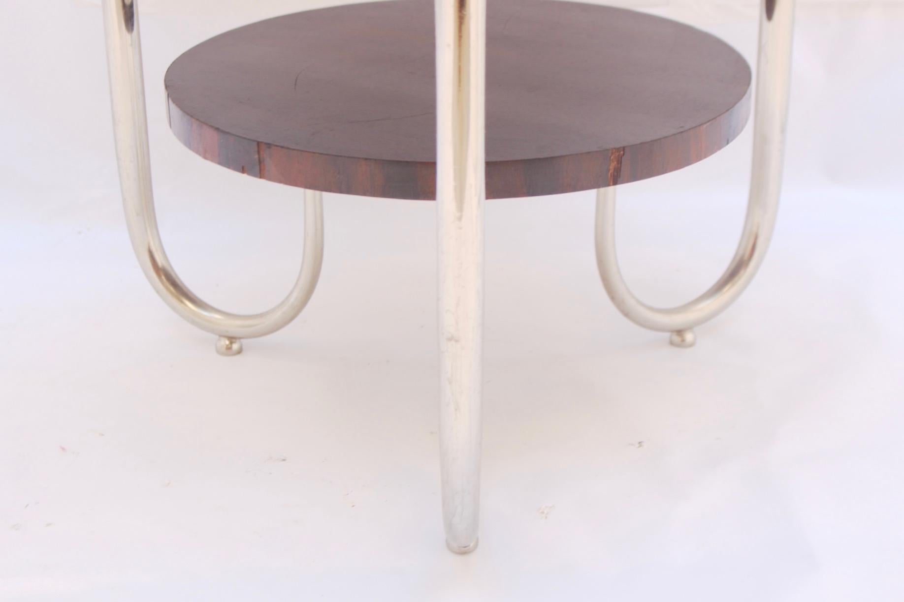 Bauhaus Round Palisander Side Coffee Table in the Style of Josef Hoffmann, 1930s For Sale 7