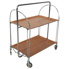 Retro Bauhaus Russian Tea Service Trolley Tray Bar Cart Folding Design, USSR