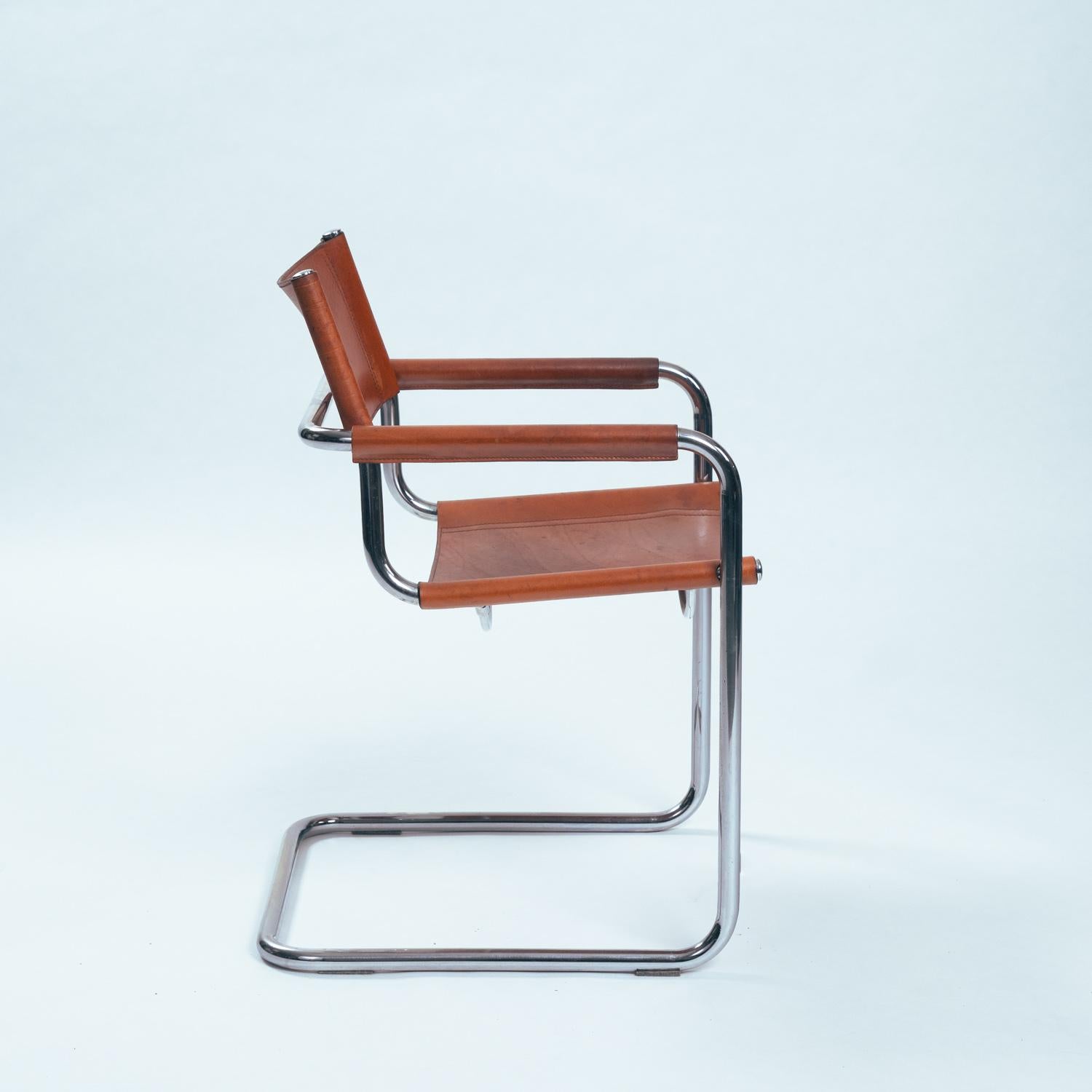 Late 20th Century Bauhaus s34 mg5 brown dining cantilever chairs, Marcel Breuer, Mart Stam, 4 set