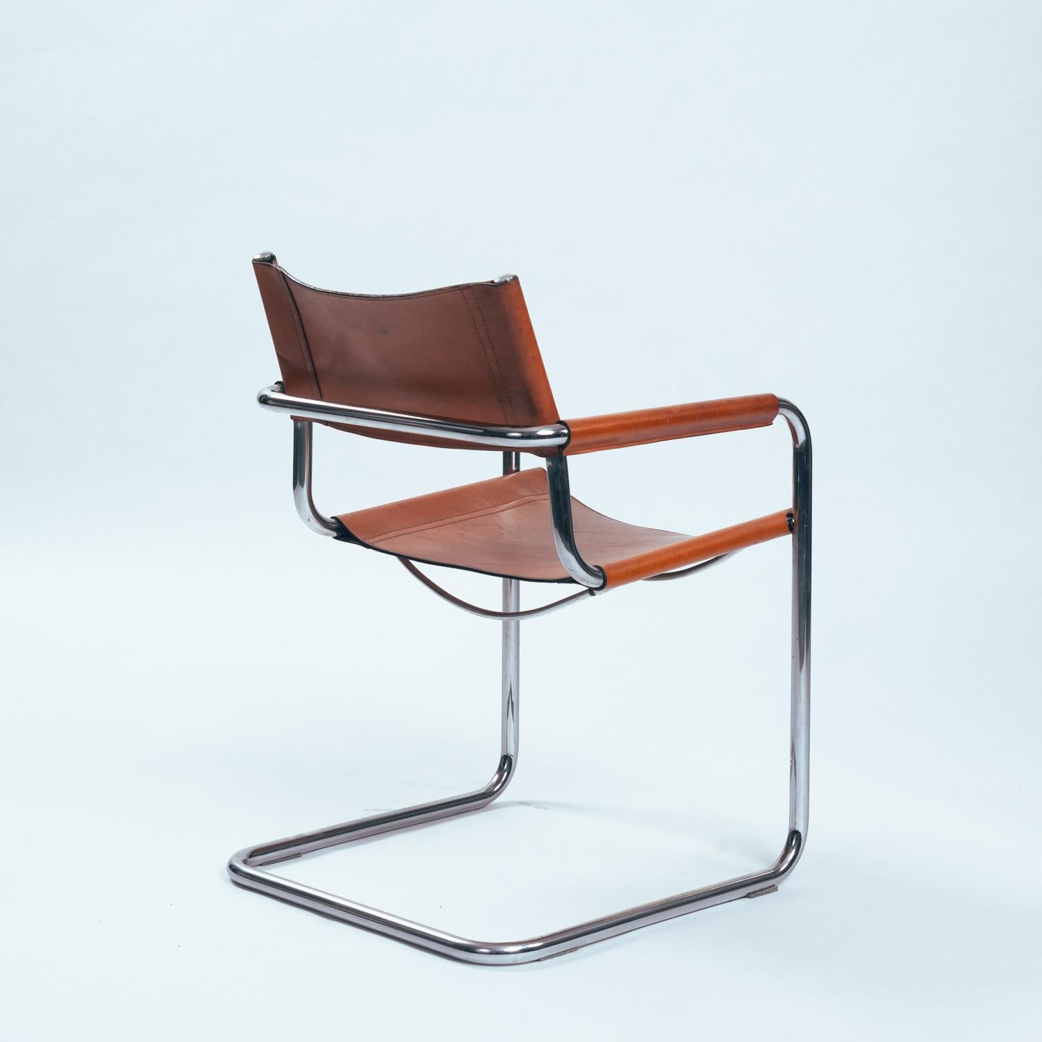 Steel Bauhaus s34 mg5 brown dining cantilever chairs, Marcel Breuer, Mart Stam, 4 set