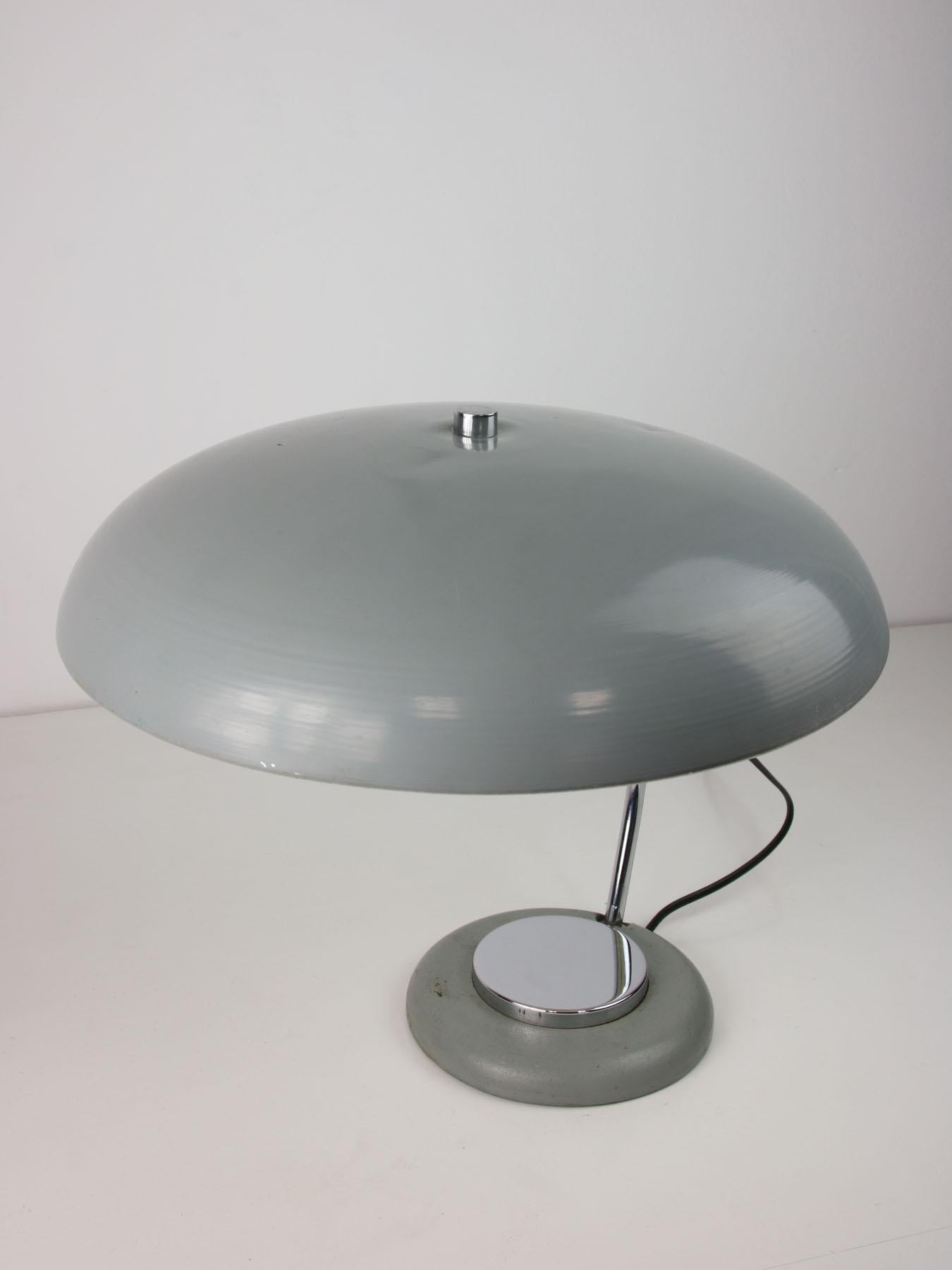 Metal Bauhaus Saucer Table Lamp with Big Button For Sale