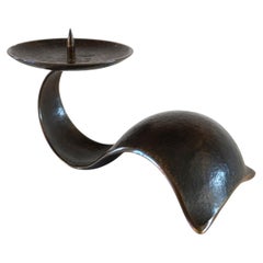 Bougeoir en bronze sculptural Bauhaus par Benno Meyer, 1930